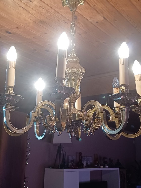 French Baroque Chandelier 8 Arms | Solid Bronze Heavy Mazarin Luster (photo 12 of 12)