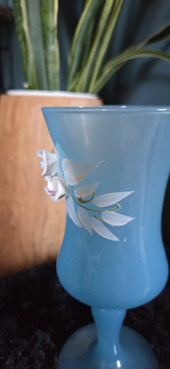 Mouth-blown opaline glass vase (photo 3 of 5)