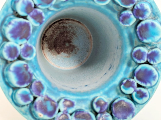 Image 1 of 1960's Ceramano Ceralux Vase von Hans Welling, Mitte des Jahrhunderts Türkis Fett Lava Keramik, Westdeutsche Töpferei