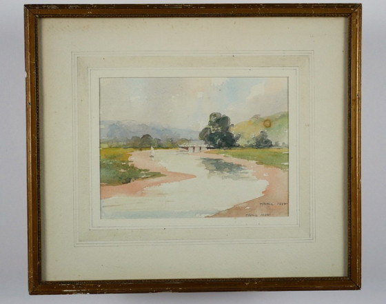 Image 1 of T. Ball, River Otter (Budleigh Salterton, Devon), 1924. Framed watercolor.