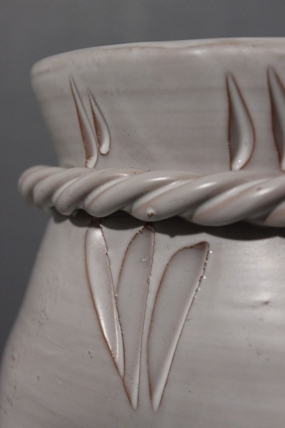 Image 1 of Very large glazed ceramic pot cover forming a purse France 20th century