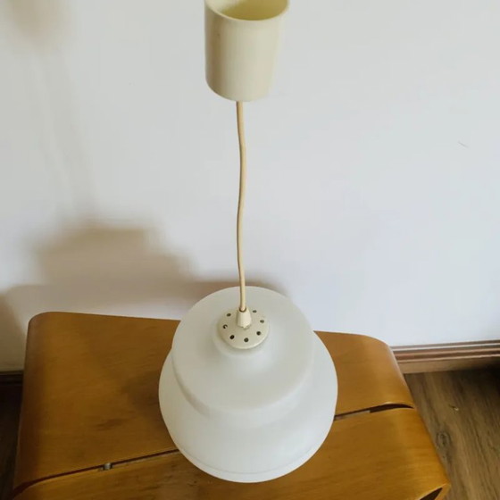 Vintage white opaline Pendant lamp, Scandinavian Design, Glass (photo 9 of 11)
