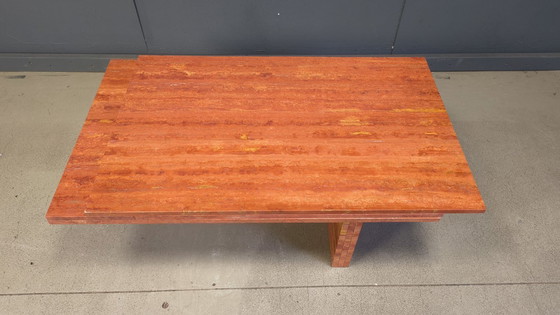 Image 1 of Tavolino da caffè in travertino rosso, anni '70