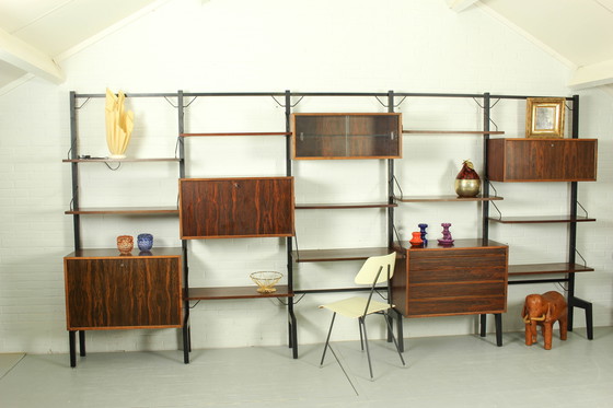 Image 1 of Xl Deense modulaire teakhouten wandkast in rozenhout van Poul Cadovius, 1960S