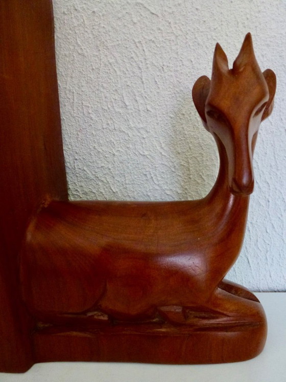Image 1 of Vintage 2x wooden bookends in the shape of antelopes