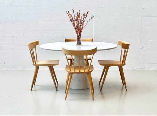 Round table in Carrara marble by Carlo Scarpa for Cattelan Italia, 1970s