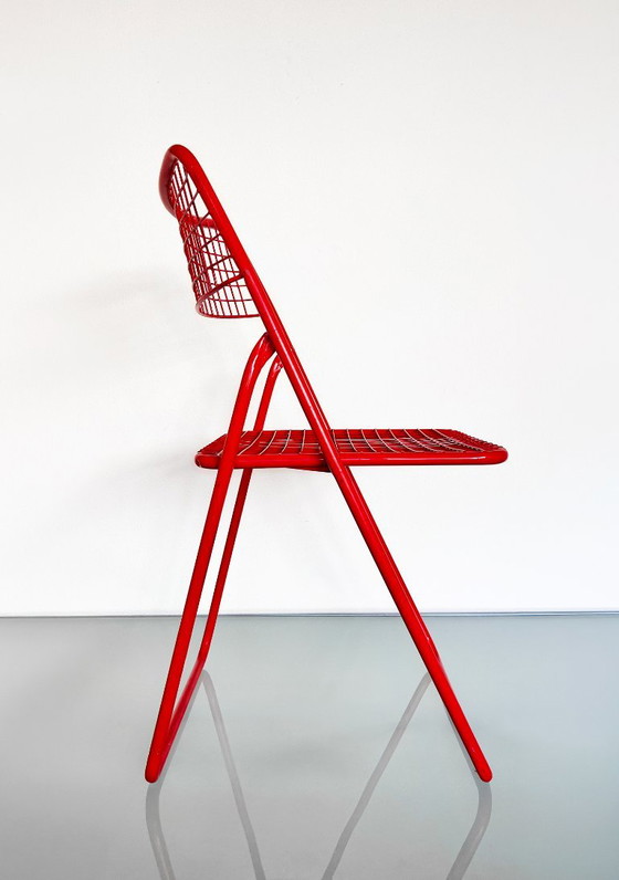 Chaise vintage IKEA rouge Niels Gammelgaard Ted Net des années 80 – Chaises pliantes, Metal (photo 6 of 10)