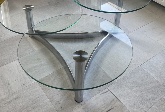 Image 1 of 1980er Glas-Couchtisch mit 3 Glasplatten