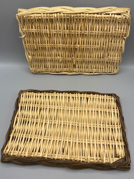 2 vassoi rettangolari vintage in vimini intrecciato – Oggetti decorativi, Wicker (photo 3 of 5)
