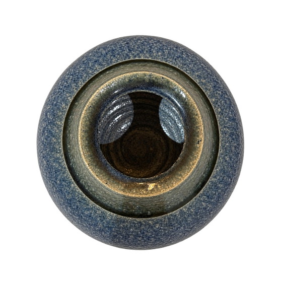 Vintage blue ceramic vase (photo 4 of 5)