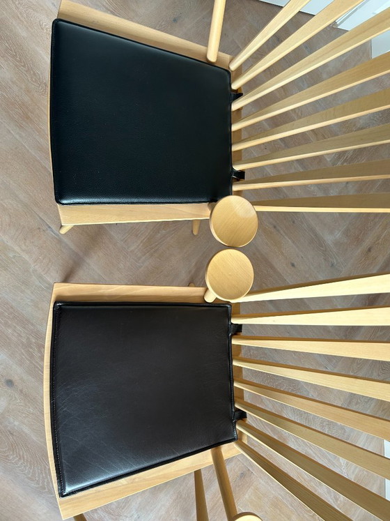 Fredericia Mikado Dining Chairs – Set of 6 – Foersom & Hiort-Lorenzen – Leather, Wood (photo 6 of 10)