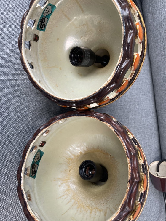 Image 1 of Set di 2 lampade a sospensione PAN Fat Lava Orange