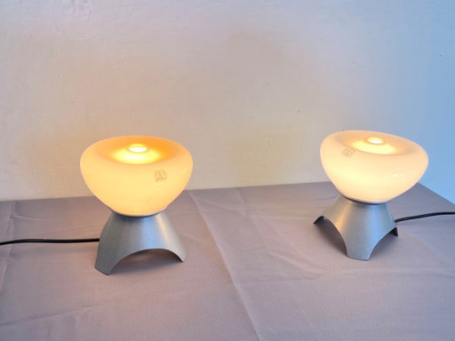 Pair of Venini Murano glass bedside lamps, 1970