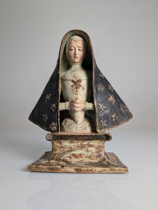 Polychrome Terracotta Mater Dolorosa Sculpture, 18th Century