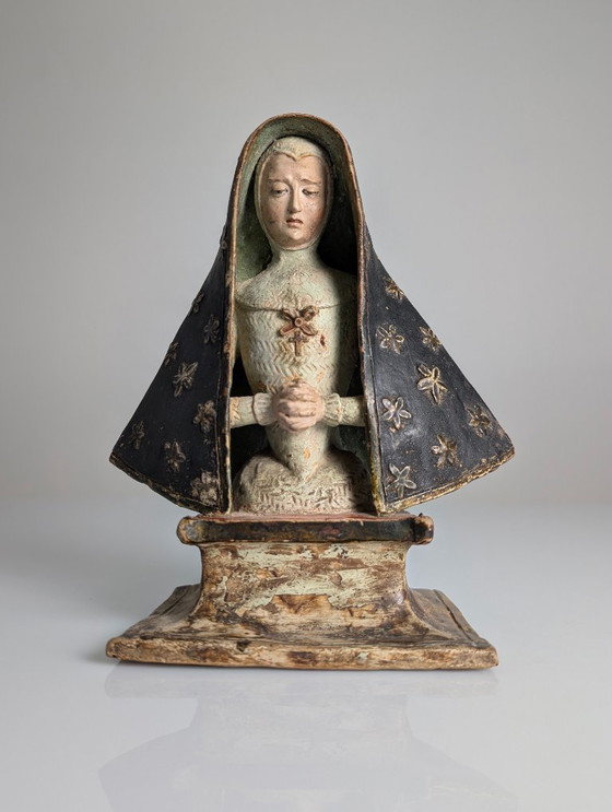 Image 1 of Polychrome Terracotta Mater Dolorosa Sculpture, 18th Century