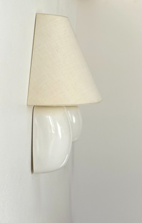 Image 1 of Coppia di applique vintage, bianche e beige, Svezia 1980