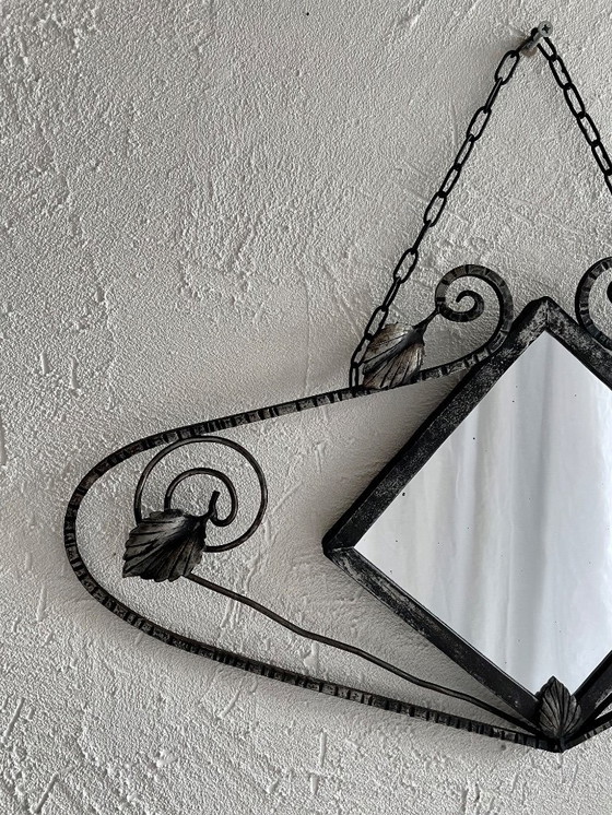 Image 1 of Espejo de hierro forjado Art Déco francés, década de 1930