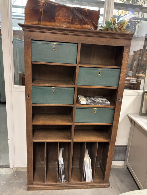 Vintage Brocante archiefkast / vakkenkast