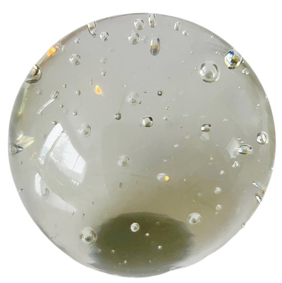 Image 1 of Presse-papier sphérique vintage en cristal transparent à petites bulles d'air, 6 cm