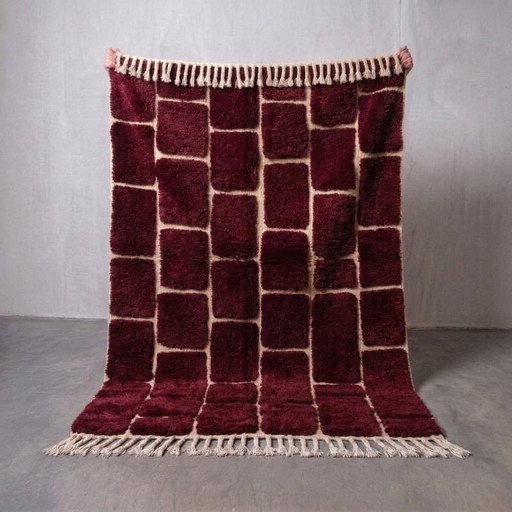 Tapis en laine pure fait main traditionnelle bordeaux 1,5/2,5 m – Ahrend, vloerkleden en tapijten, Wool