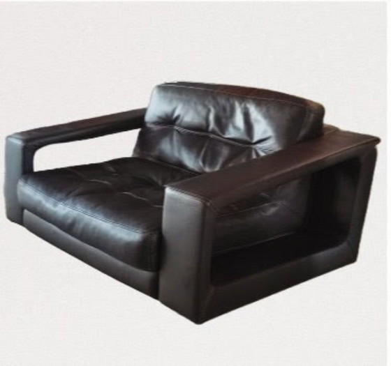 Image 1 of Set da soggiorno (divano + poltrone) in pelle di design – Steiner Paris – base in alluminio – anni '70/'80