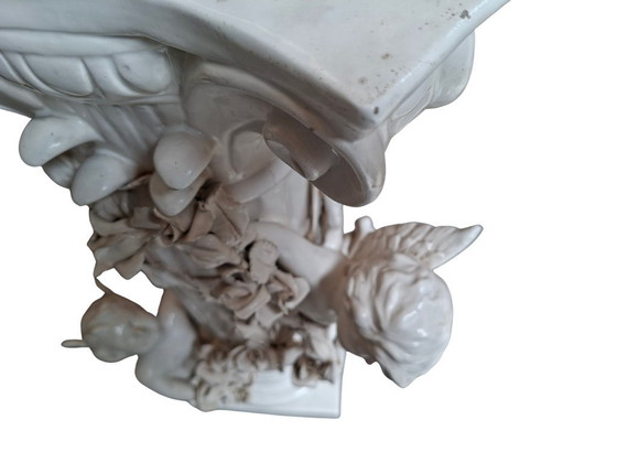 Image 1 of Elegante Säule mit Keramikengeln – Neobarockstil (1980er Jahre)