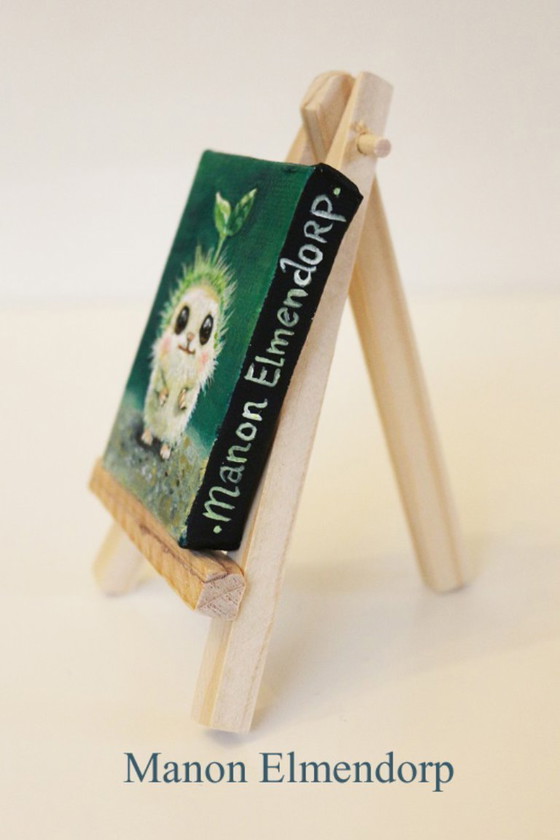 Image 1 of Uniek Handgeschilderd Fantasy Schilderijtje "Leafling"