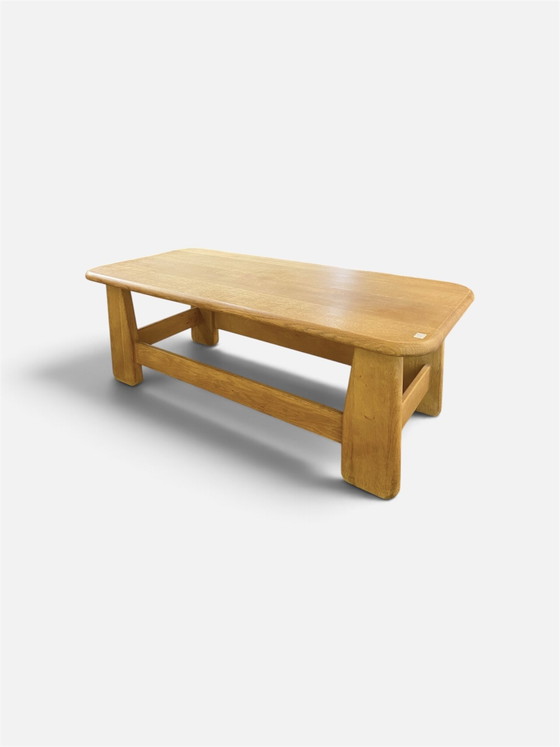 Brutalist Coffee Table in Solid Oak, Elephant Legs, Belgium 1970, Wood, Brown (photo 5 of 7)
