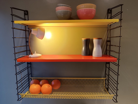 Image 1 of Tomado wall rack, sixties vintage, with basket