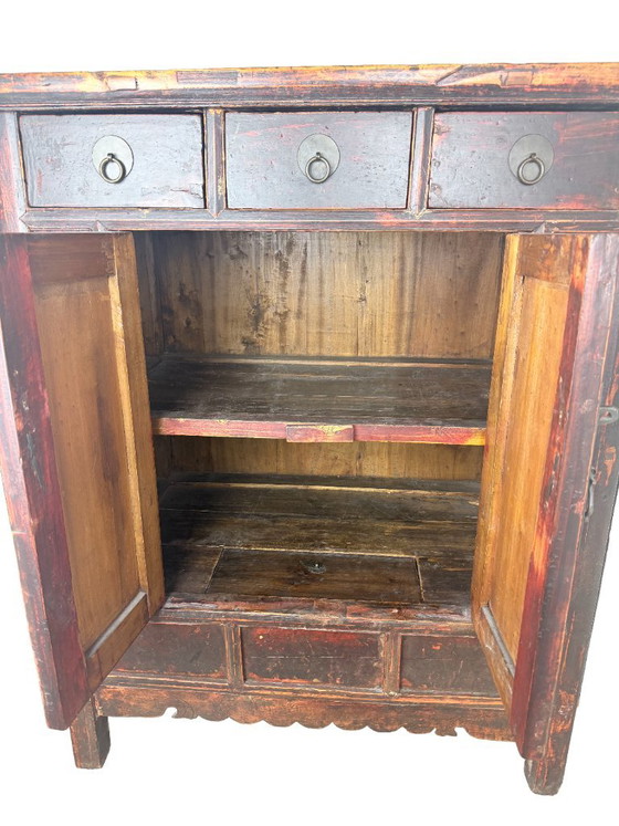 Antique Chinese Elm Cabinet – Late Qing Dynasty Style 19th Century – Metal, Wood (photo 5 of 10)