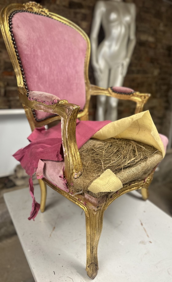 Fauteuil Louis XV vintage unique – Frida Kahlo Pop Art – Wood, Skai (photo 11 of 11)