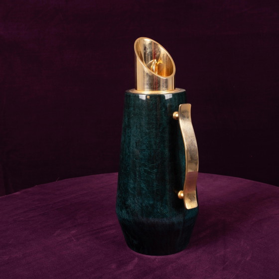 Aldo Tura Mod. 1278D Gedecoreerde Blauwe Geitenleren Perkament Thermoskan Italië 1950 – Decoratieve objecten (photo 12 of 18)
