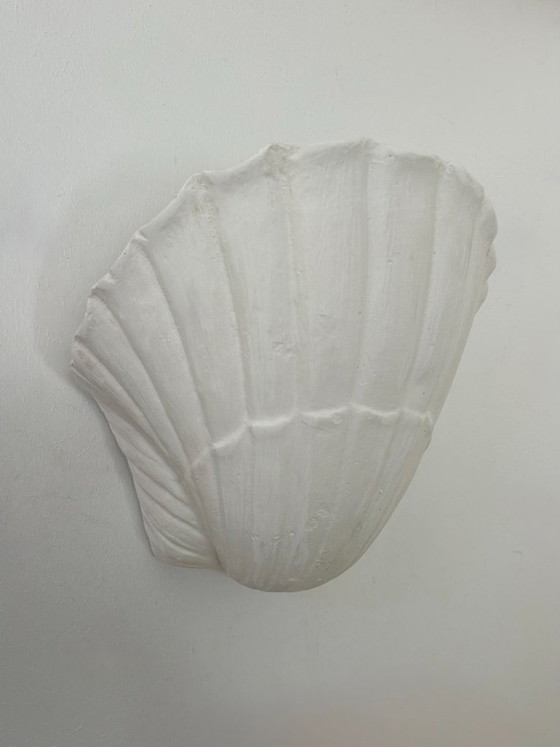 Image 1 of Paire d'appliques vintage coquillage, plâtre blanc mat, France, 1970