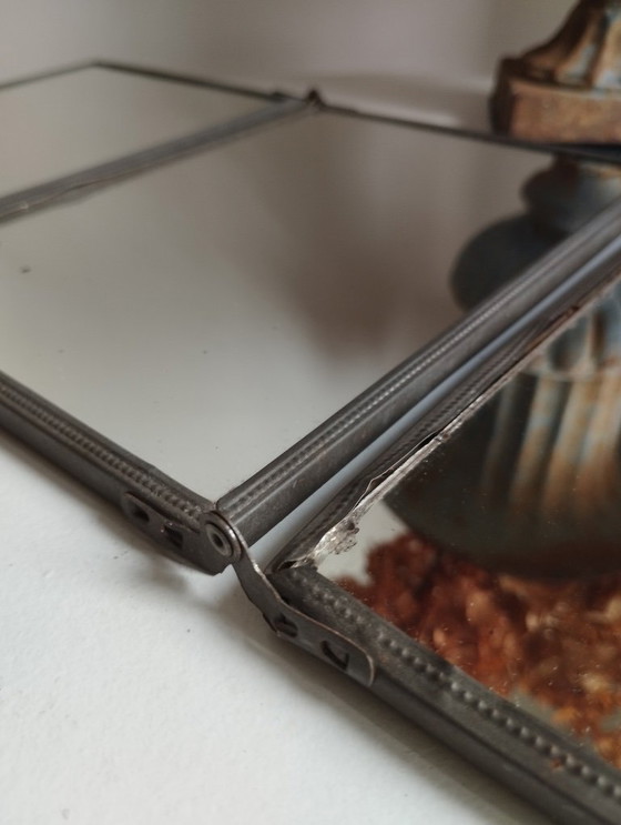 Image 1 of Antiguo espejo de barbero tríptico pequeño