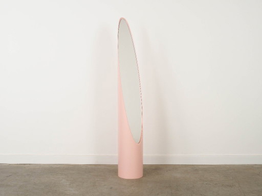 Lipstick mirror, pink, Italian design, 1970s, designer: Rodolfo Bonetto