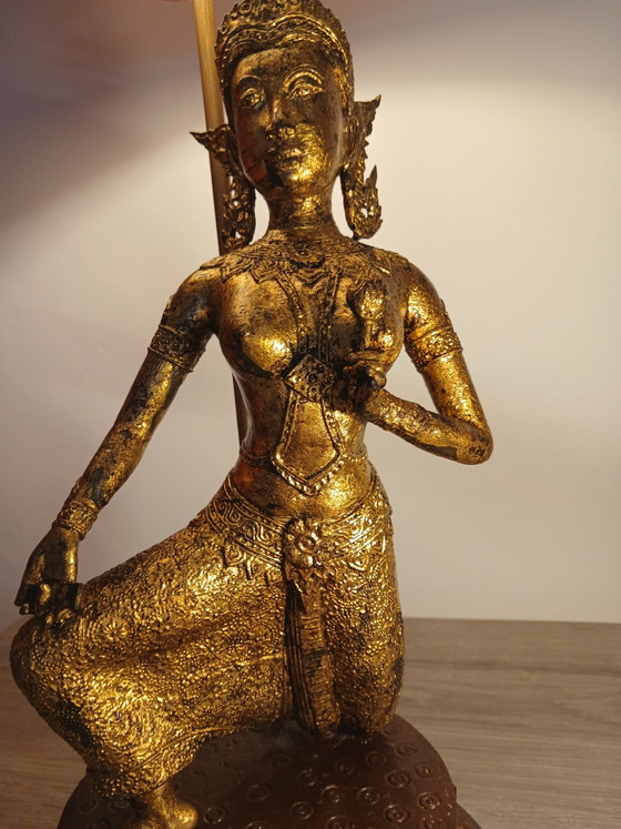 Seltene Große Thai Bronze Lampen 19. Jh. Gestempelt Chiang Mai Seide Thai Brokat – Thaïlande 19 eme (photo 2 of 15)