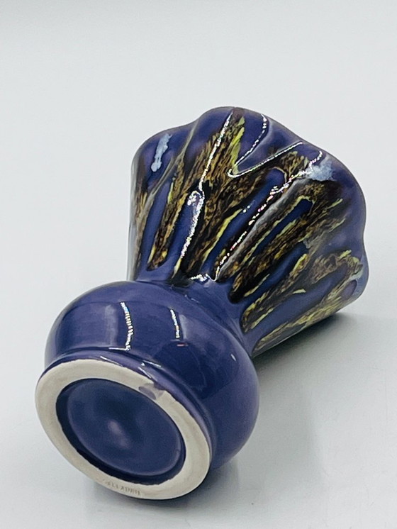 Image 1 of Deep purple Vallauris ceramic vase from the 1970s