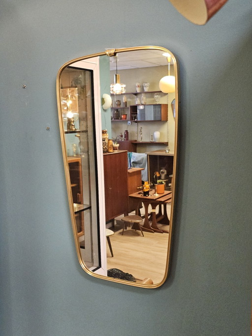 Miroir vintage organique, miroir mural, miroir en laiton