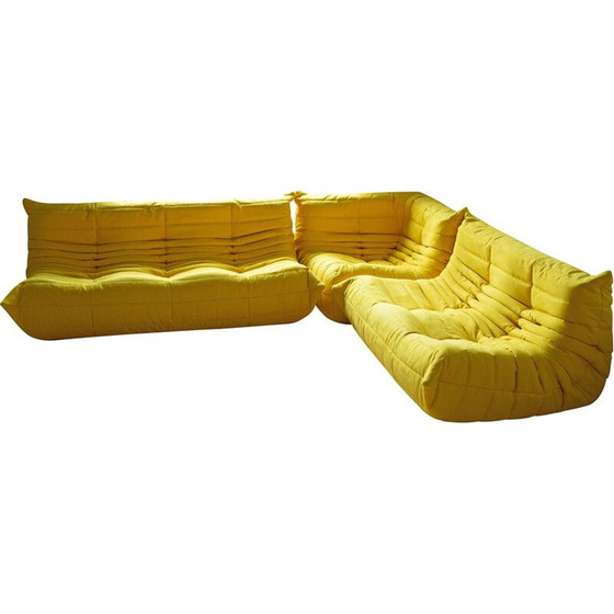 Image 1 of Togo vintage living room set in yellow microfiber by Michel Ducaroy for Ligne Roset, France 1970