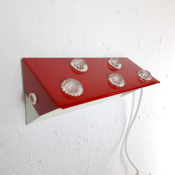 Image 1 of Vintage wall lamp bedside lamp orange/red - white Herda 1970s