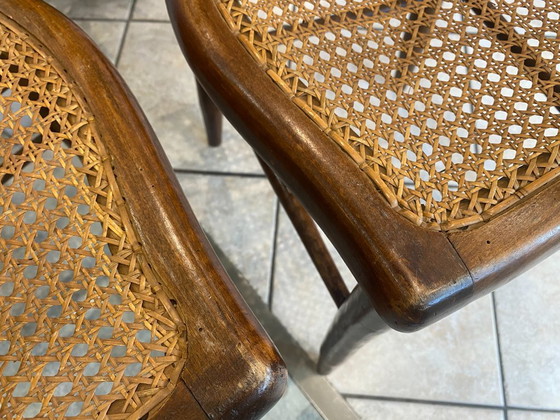 Image 1 of Coppia N1 di sedie antiche in canna e legno del 1900