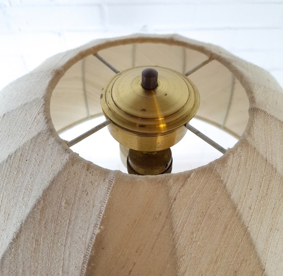 Image 1 of Vintage mushroom brass XL table lamp mid-century modern design 1970s