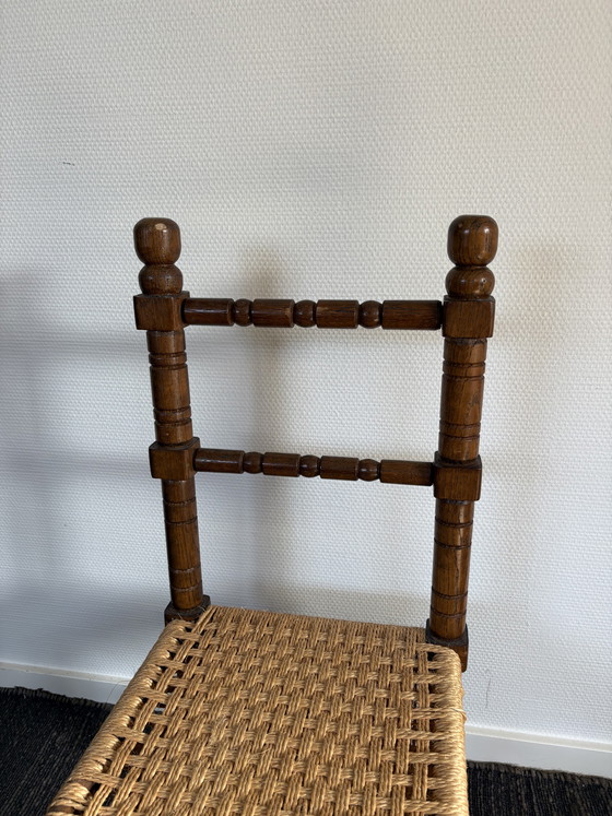 Image 1 of Vintage style wooden & rush seat high chair