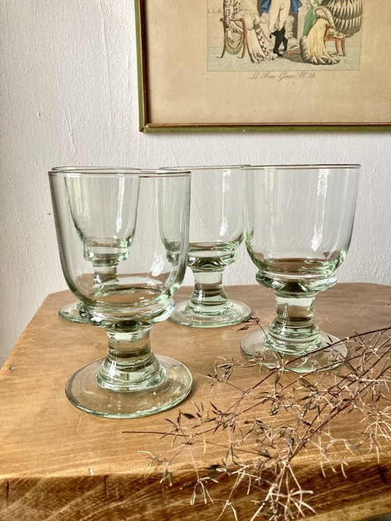 4 calici in vetro soffiato artigianale con sfumatura verde, Bicchieri e caraffe (foto 2 di 12)