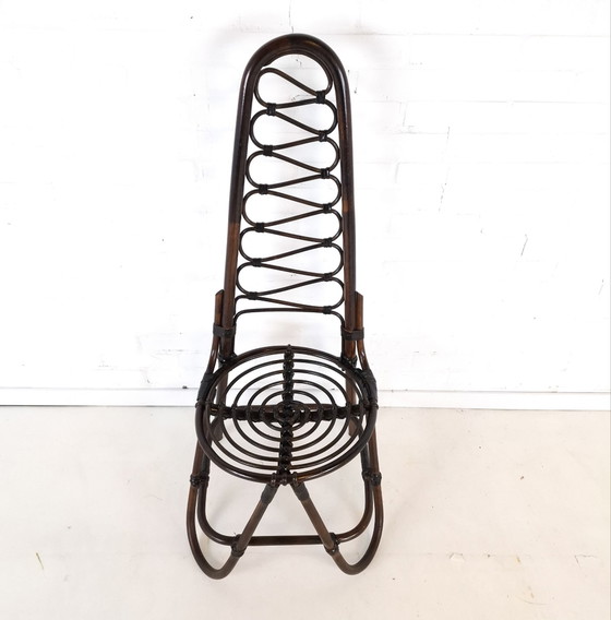 Vintage bamboo/cane dark brown chair Rohe Noordwolde – Stools (photo 3 of 6)