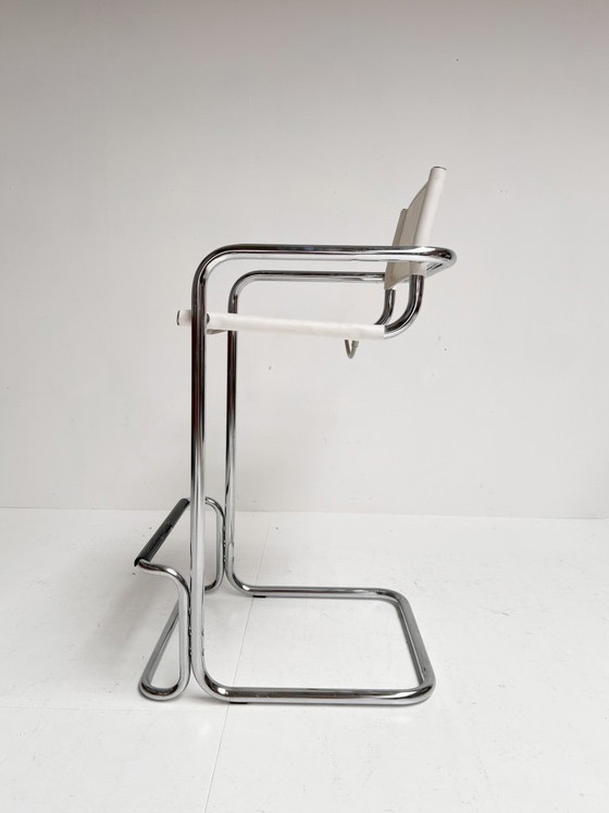 Image 1 of Ensemble de 2 tabourets de bar en cuir attribués à Mart Stam, années 1970