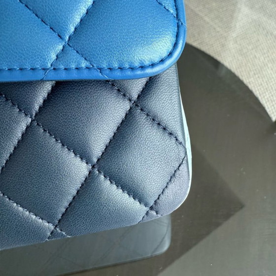 Image 1 of Chanel Classic Flap Medium - 25CM Quilted Lambskin Tri-Color Blue Silver Hardware Series 22