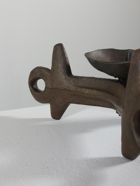 Image 1 of Vintage brutalist three-legged steel candlestick, one-of-a-kind piece