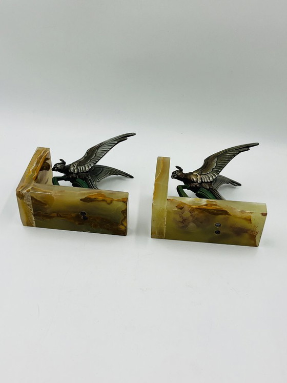 Art Deco Onyx Birds of Paradise Bookends – Decorative Objects, Marble, Metal (photo 14 of 14)