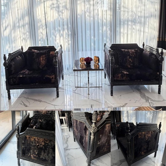 Image 1 of Handgefertigtes neoklassisches Sofa-Set + 12 Esszimmerstühle